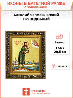 Икона "Алексий Человек Божий", св. прп., с золочением поталью, 09009-УЛ