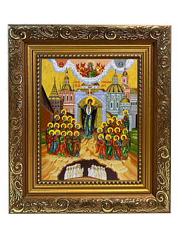 Икона Непроходимая Дверь Божия Матерь на холсте в киоте 1106