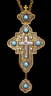 Крест наперсный филигрань №0019 двойной рант финифть / золочение, серебрение