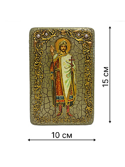 Настольная икона ''Святой благоверный князь Борис'' на мореном дубе