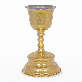 Потир-чаша №4 0, 5л с вкладышем (нерж. сталь) ручная гравировка золочение