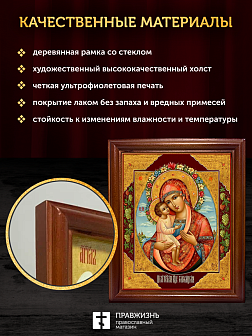 Икона Божией Матери Жировицкая, деревянная рамка со стеклом 15х18х2 см 1212