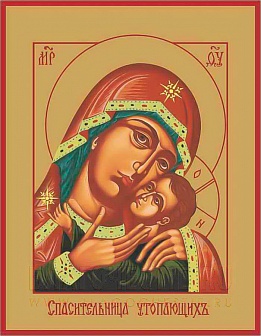 Икона ''Богородица Спасительница утопающих'' с золочением