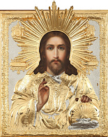 Икона живописная Спасителя 24х30, масло, риза №96, золочение