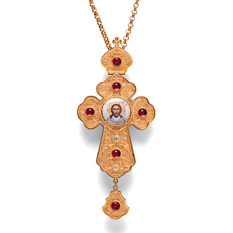 Крест наперсный филигрань №0012 двойной рант финифть / золочение