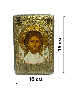 Настольная икона ''Спас Нерукотворный'' на мореном дубе