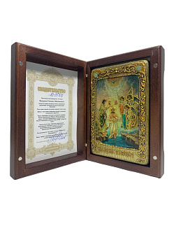 Настольная икона ''Крещение Господа Бога и Спаса нашего Иисуса Христа'' на мореном дубе