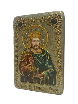 Подарочная икона ''Святой Благоверный князь Вячеслав Чешский'' на мореном дубе