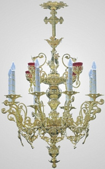 Паникадило 2 яруса 8 свечей 4 лампады золочение Паникадило 2 яруса 8 свечей 4 лампады золочение