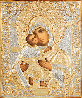 Икона живописная Божией Матери «Владимирская» 22х26, масло, риза №250, золочение