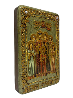 Икона ''Святые Царственные Страстотерпцы'' ручной работы из дуба