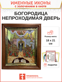 Икона 1106 Непроходимая Дверь Божия Матерь золочение поталью киот 21 см 0343-УЛ_KRA