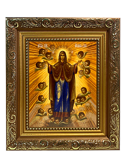 Икона Нерушимая Стена Божия Матерь на холсте в киоте 191