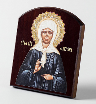 Икона на доске 10х12 объёмная печать, арочная, лак Матрона