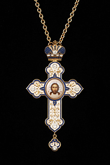 Крест наперсный № 187 штампованный,эмаль,деколь /золочение/