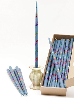 Свечи золоченые конусные №55, ЛОЗА (Радужная), ГОЛУБЫЕ (24шт)