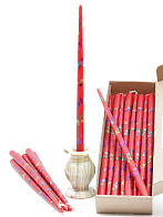 Свечи золоченые конусные №55, ЛОЗА (Радужная), КРАСНЫЕ (24шт)