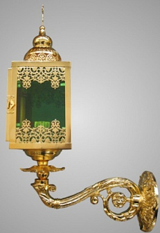 Фонарь пасхальный 4-х гранный под лампаду золочение