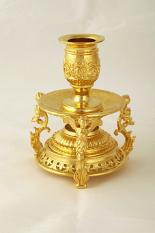 Подсвечник с литым основанием №5 золочение Подсвечник с литым основанием №5 золочение