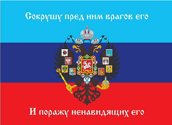 Флаг 081 Новороссия ЛНР_Сокрушу пред ним врагов его, 90х135 см, материал шелк для помещений