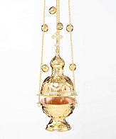 Кадило круглое большое №3 чеканное золочение с позвонцами