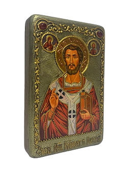 Настольная икона ''Священномученик Климент, папа Римский'' на мореном дубе