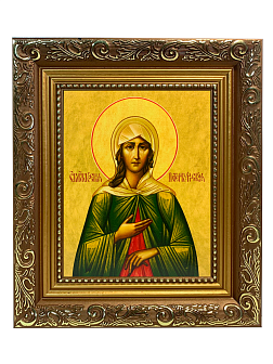 Именная икона Ксения Петербургская Блаженная на холсте в киоте 089