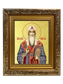 Икона "Алексий", св. митр. Московский, с золочением поталью, 09007-УЛ Икона "Алексий", св. митр. Московский, с золочением поталью, 09007-УЛ
