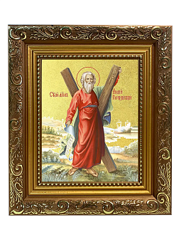 Икона "Андрей Первозванный", св. апостол, с золочением поталью, 09А6-УЛ Икона "Андрей Первозванный", св. апостол, с золочением поталью, 09А6-УЛ