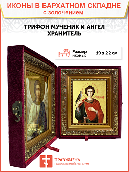 Икона "Трифон", св. мч., с золочением поталью, 09110-УЛ Икона "Трифон", св. мч., с золочением поталью, 09110-УЛ