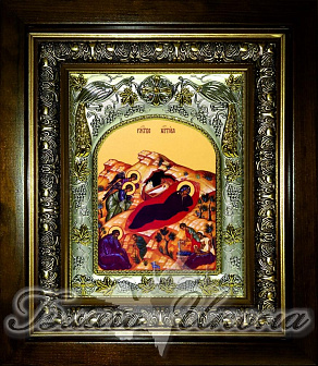 Икона освященная ''Рождество Христово'', в деревяном киоте