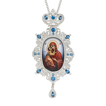 Панагия №210 / Фианиты деколь / серебрение / Владимирская БМ