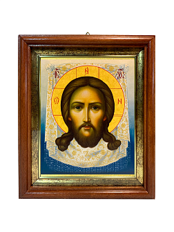 Икона Спас Нерукотворный на холсте в киоте 1130