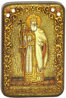 Настольная икона ''Святой равноапостольный князь Владимир'' на мореном дубе