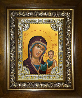 Икона Казанская Божия Матерь в деревянном киоте