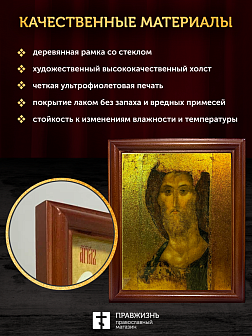 Икона Спас Звенигородский с золочением, деревянная рамка со стеклом 15х18х2 см 214 Икона Спас Звенигородский с золочением, деревянная рамка со стеклом 15х18х2 см 214