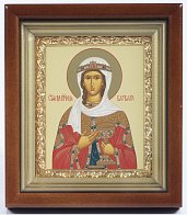 Икона в киоте 11х13 сложный, темпера, рамка золочёная Варвара