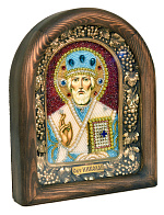 Икона с натуральными камнями Св. ''Николай Чудотворец''