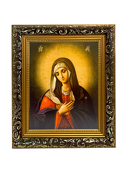 Икона Умиление Божия Матерь на холсте в киоте 141