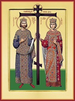 Икона Константин и Елена с золочением