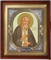 Икона в киоте 18х24 сложный, темпера, риза-рамка №1 Серафим Саровский