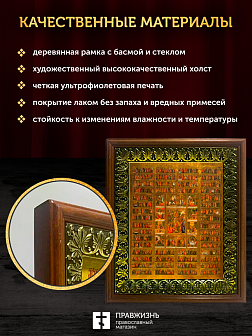 Икона Собор Всех Святых с золочением, деревянная рамка с басмой и стеклом 18х21х2,5 см 1233