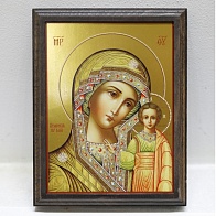 Казанская икона Божией Матери, икона на деревянном основании