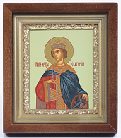 Икона в киоте 11х13 сложный, темпера, рамка золочёная Екатерина Икона в киоте 11х13 сложный, темпера, рамка золочёная Екатерина