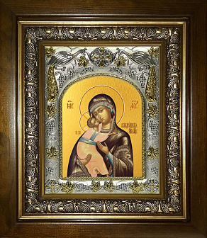 Икона Владимирская икона Божией Матери, в деревяном киоте