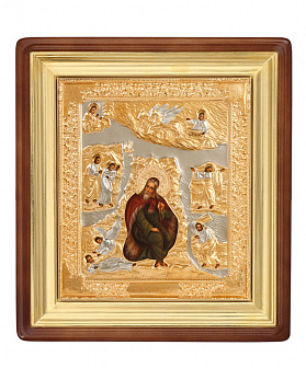 Икона живописная в киоте 24х30 масло, риза №272, киот №1 Огненное восхождение Илии Пророка