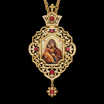 Панагия №1559 / Фианиты деколь / золочение