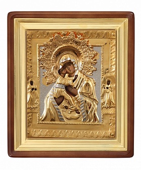 Позолоченая икона ''Богородица Владимирская''