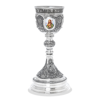 Потир 0.5л 4-деколи, чеканка / серебрение / нержавеющий стакан