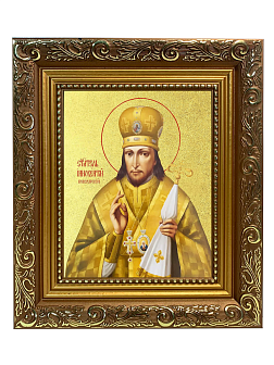 Икона "Иннокентий (Смирнов)", свт., еп. Пензенский, с золочением поталью, 09И9-УЛ